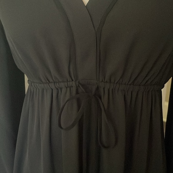 WHBM Empire Waist Tunic Blouse Self Tie Black 6 - Picture 2 of 9